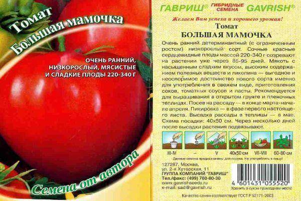 Очень ранний сорт крупноплодных томатов «большая мамочка»: описание характеристик, советы по выращиванию