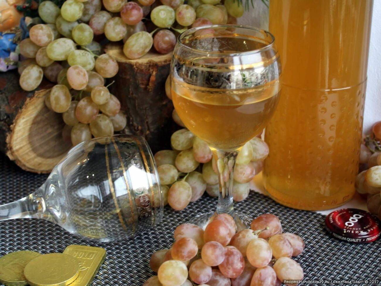 Домашнее сухое вино из винограда (красного или белого)