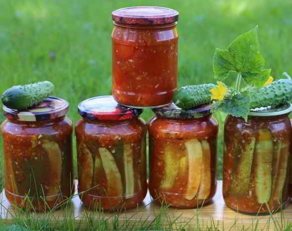 Топ-7 самых простых и вкусных рецептов маринованных огурцов в томатном соусе на зиму