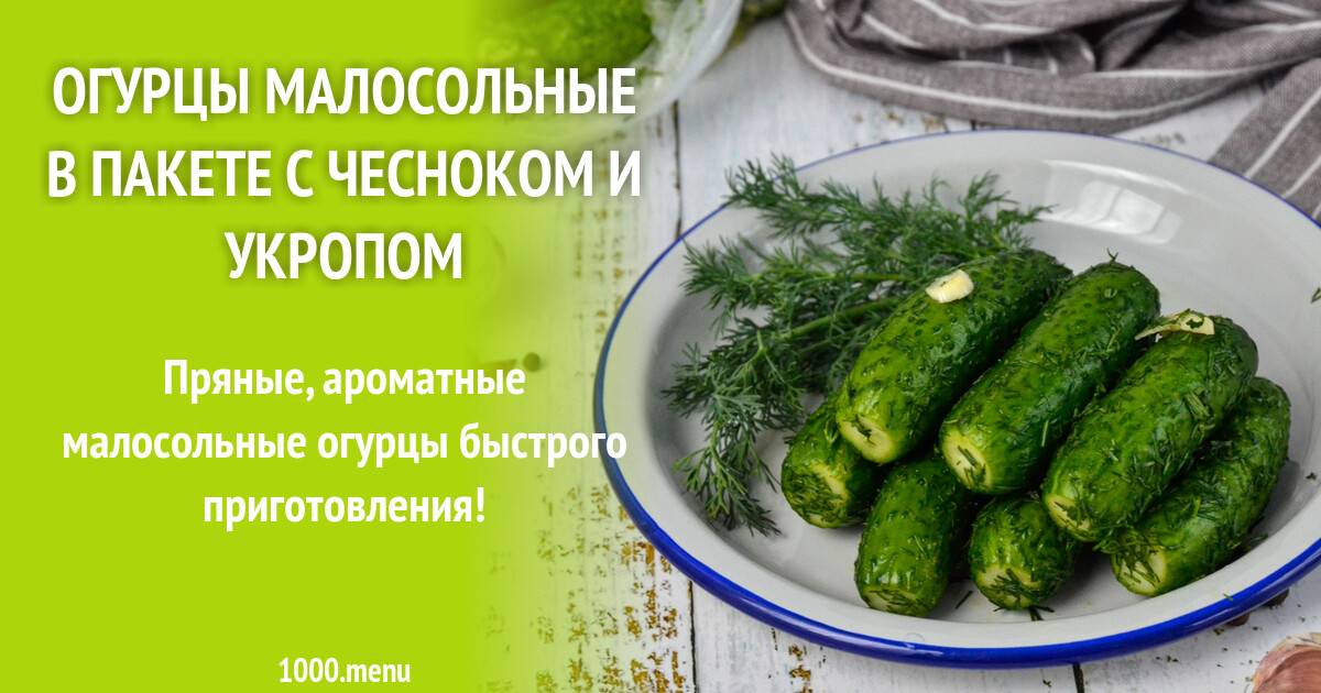 Огурцы малосольные в пакете с чесноком и укропом быстро на 1 кг рецепт с фото